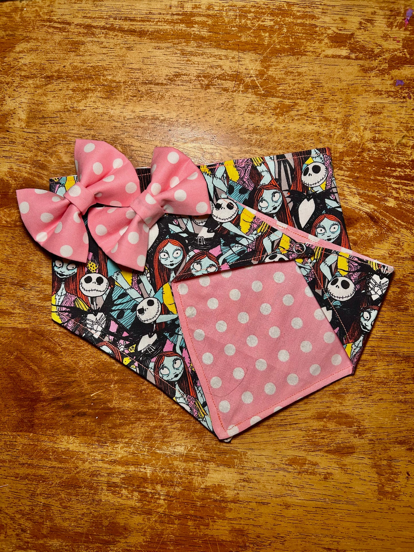 Jack and sally bandana and bow tie set