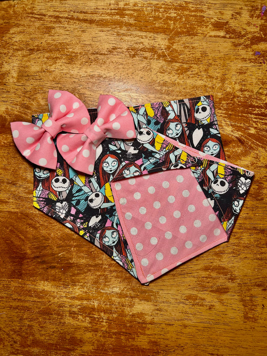 Jack and sally bandana and bow tie set